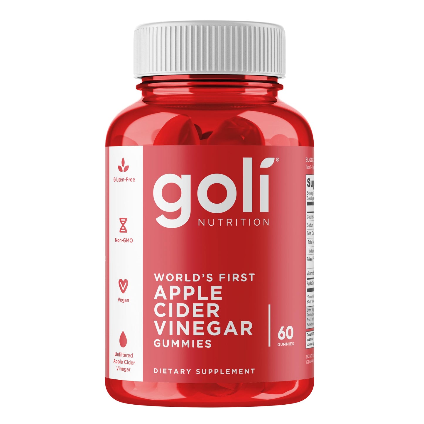 Goli Nutrition, Apple Cider Vinegar, 60 Vegan Gummies, 1000 mg Apple Cider Vinegar Per Dose, Gluten Free, Soy Free, GMO Free, Apple Cider Vinegar Flavour