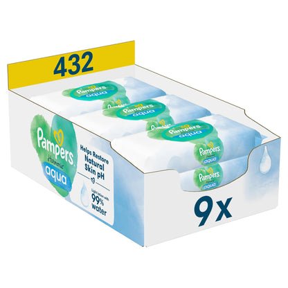 Pampers Harmonie Aqua Wet Wipes 24 Packs of 48 Wet Wipes, 1152 Wet Wipes to Help Restore Skin's Natural pH Lightweight Lotion with 99 Percent Water
