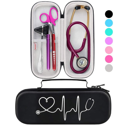 BOVKE Stethoskop Tasche für 3M Littmann Classic III, Lightweight II S.E, Kardiologie IV, MDF Acoustica Lightweight Stethoskope - Extra Tasche passend für Schwesternzubehör für die, Weiß Rosegold