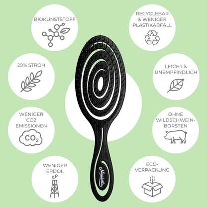 Ninabella Hair Brush without Pulling - Brush for Men and Women - Detangler Brush Also for Curls & Long Hair - Detangling Brush Hair Brushes - Black