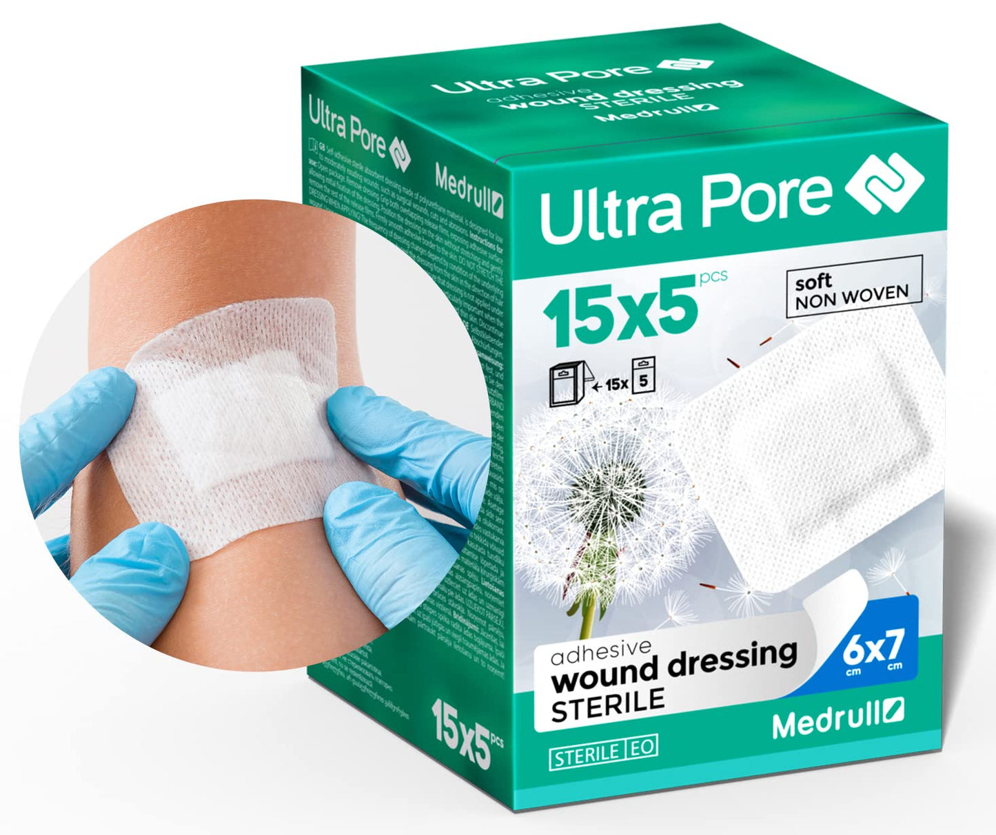 Medrull Steriler Wundverband 6x7 cm Sterile Wundpflaster ULTRA PORE Starke Klebekraft - Schützt bei Schnittwunden & Kratzern Pflaster Einzeln verpackt 50 Stück