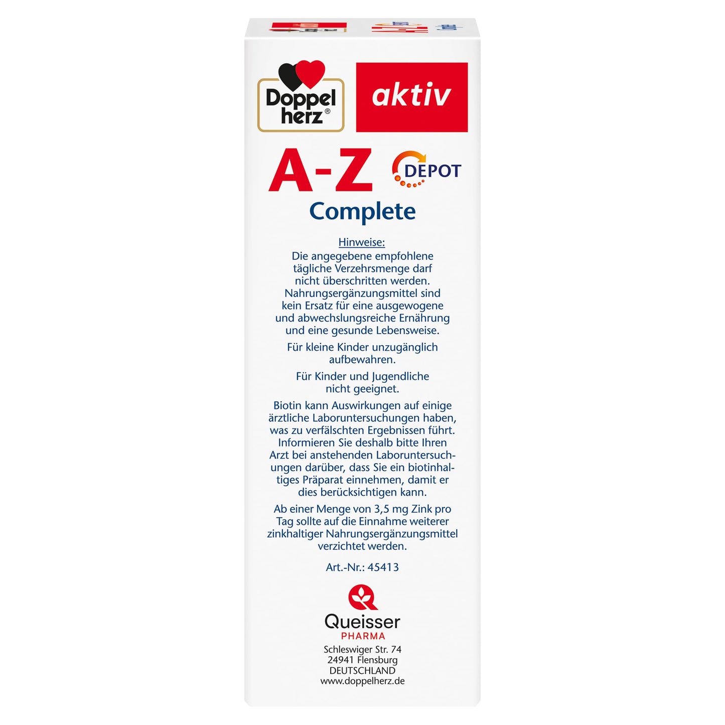 Doppelherz A-Z Complete DEPOT Long-Term Vitamins - 23 Vitamins, Minerals & Trace Elements Plus Lutein - 40 Preventive Tablets