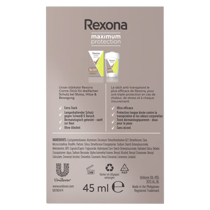 Rexona Maximum Protection Women’s Travel Deodorant Cream, Clean Scent, 45 ml
