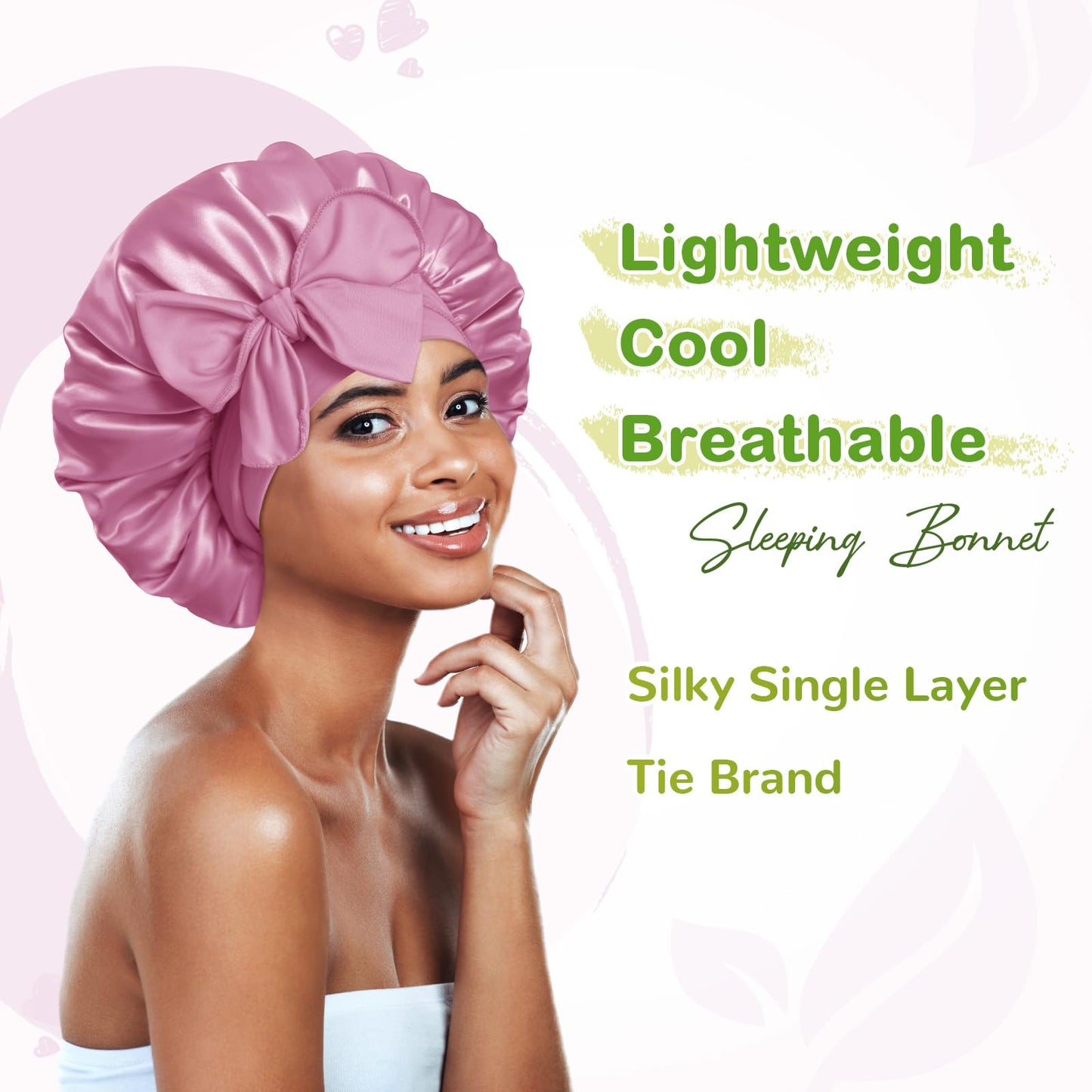 BONNET QUEEN Satin Silk Sleep Cap, Adjustable Women’s/Men’s Bonnet, Night Hair Care Protection Head Cap for Curly, Long Hair, Smooth, Breathable (M, Black)
