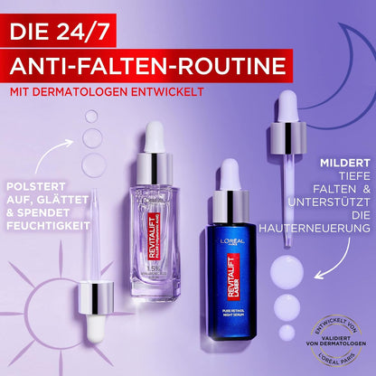L'Oréal Paris Face Care Set with Revitalift Filler Anti-Wrinkle Serum with Hyaluronic Acid and Vitamin C and Laser Night with Vitamin A, Nourishing Oil & Hyaluronic Acid