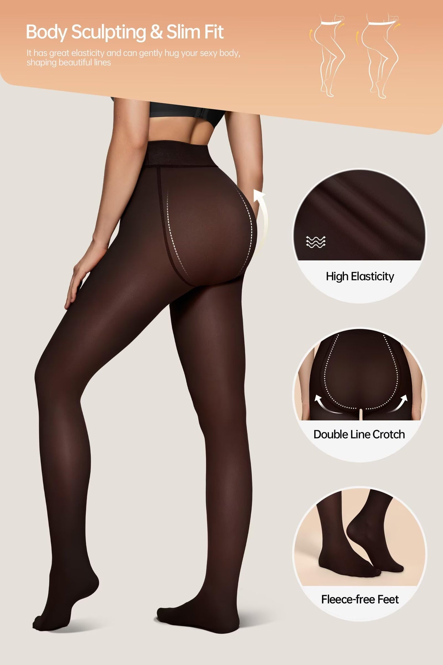 Vertvie Thermal Tights Women's Lined Fleece Tights Winter Thick Thermal Trump Trousers Warm Winter Tights Leggings Plush Tights