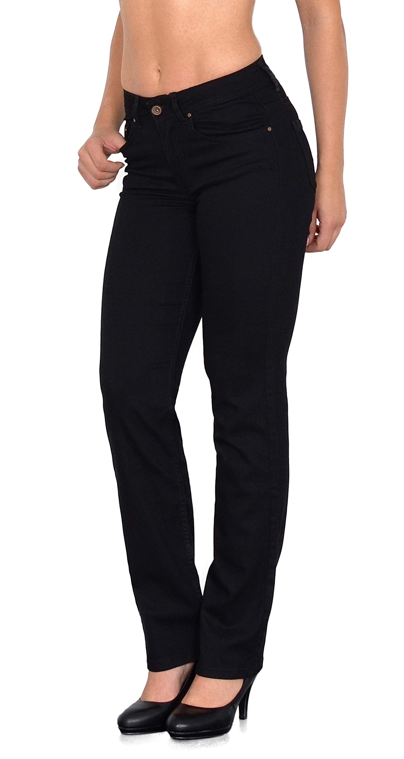 ESRA Women's Jeans Trousers Straight Cut Straight Fit Jeans Women's High Waist up to Plus Size Large Sizes G600