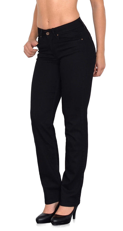 ESRA Women's Jeans Trousers Straight Cut Straight Fit Jeans Women's High Waist up to Plus Size Large Sizes G600