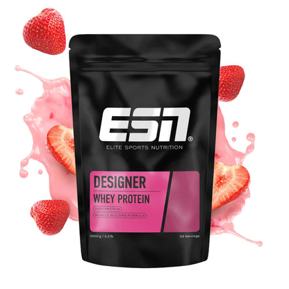 ESN Premium Designer Whey Protein Pulver, Cherry Yogurt, 1 kg, bis zu 23 g Protein pro Portion, ideal zum Muskelaufbau und -erhalt - made in Germany