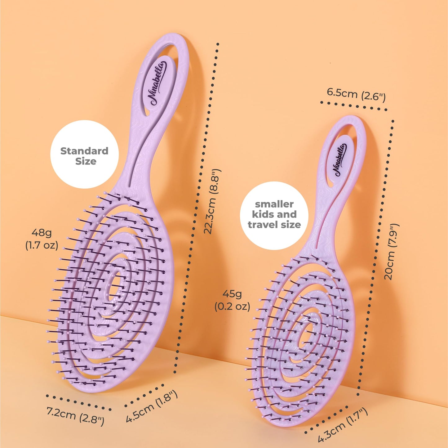 Ninabella Hair Brush without Pulling - Brush for Men and Women - Detangler Brush Also for Curls & Long Hair - Detangling Brush Hair Brushes - Black