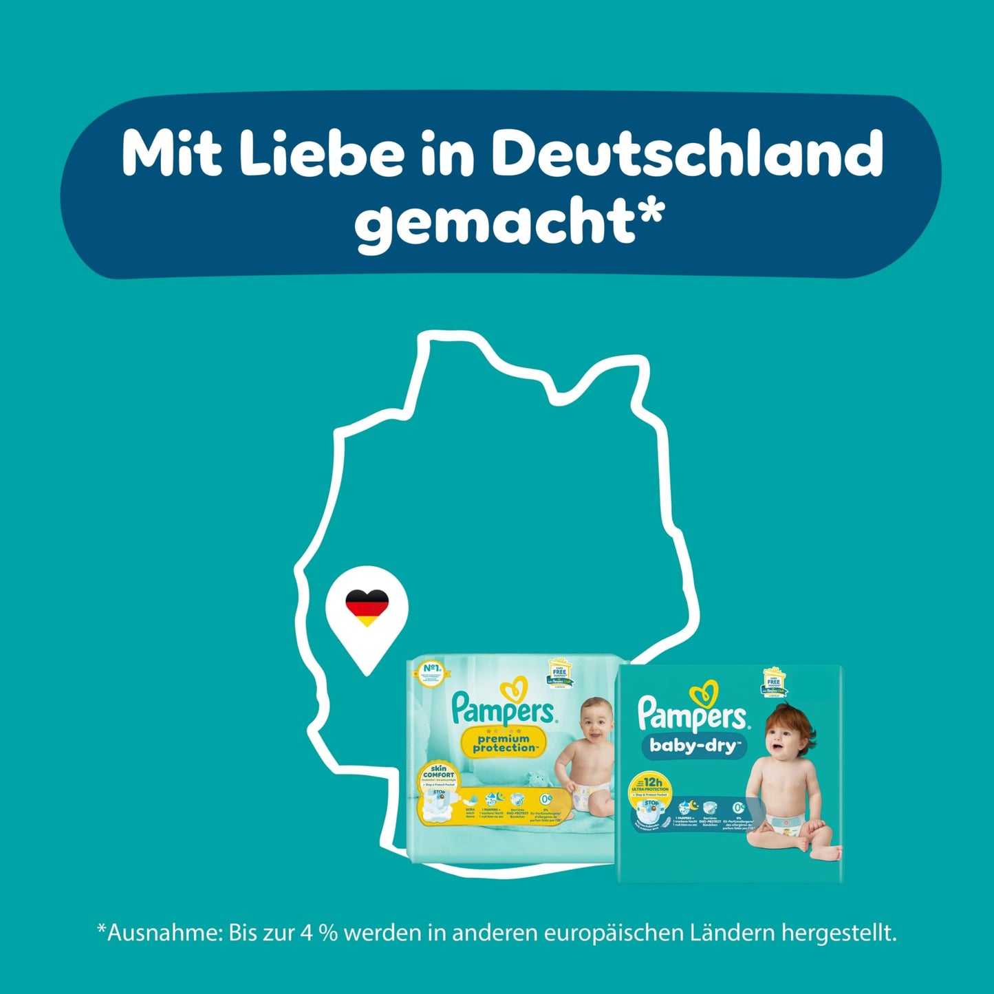 Pampers Harmonie Nappies Size 4, 174 Nappies, 9 kg - 14 kg, Gentle Skin Protection with 100% Pampers Protection