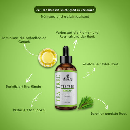 Kanzy Teebaumöl Bio Naturrein 60ml mit Pipette Kaltgepresst Tea Tree Oil für Gesicht (60ml)