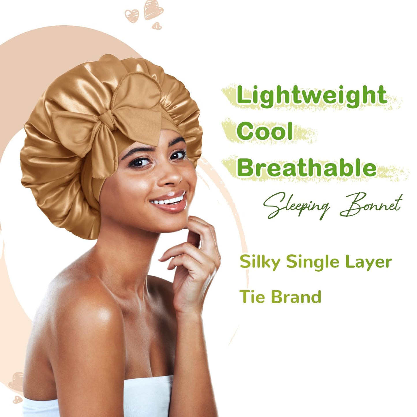 BONNET QUEEN Satin Silk Sleep Cap, Adjustable Women’s/Men’s Bonnet, Night Hair Care Protection Head Cap for Curly, Long Hair, Smooth, Breathable (M, Black)