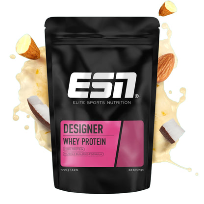 ESN Premium Designer Whey Protein Pulver, Cherry Yogurt, 1 kg, bis zu 23 g Protein pro Portion, ideal zum Muskelaufbau und -erhalt - made in Germany