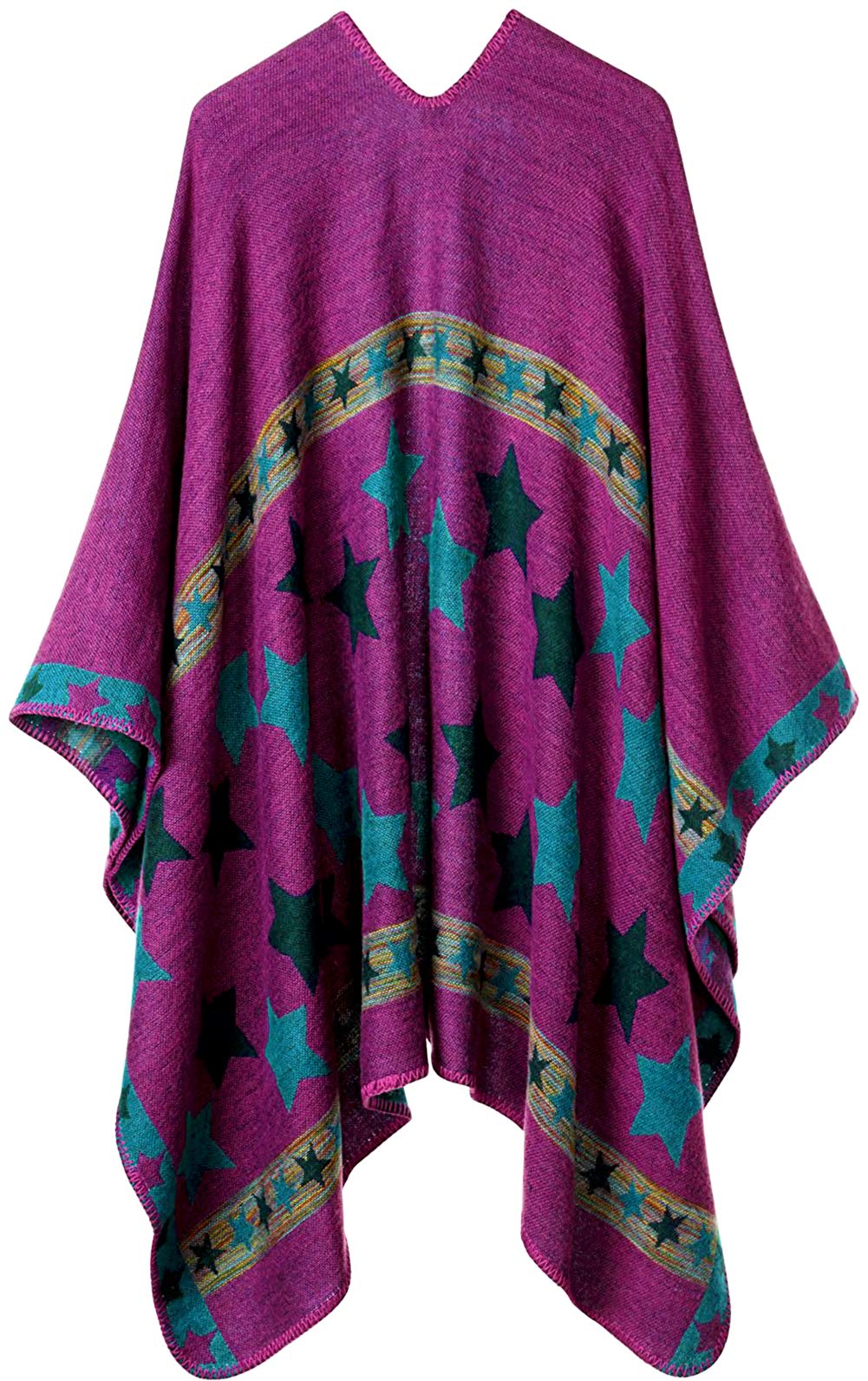 Shmily Girl Poncho Damen Strick Poncho Winter Warm Elegant Poncho Decke Poncho Cape Mantel Übergroße Poncho Schal Frauen