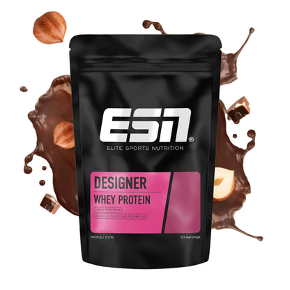 ESN Premium Designer Whey Protein Pulver, Cherry Yogurt, 1 kg, bis zu 23 g Protein pro Portion, ideal zum Muskelaufbau und -erhalt - made in Germany
