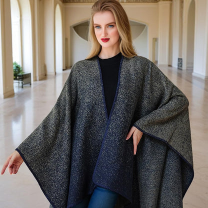 Shmily Girl Poncho Damen Strick Poncho Winter Warm Elegant Poncho Decke Poncho Cape Mantel Übergroße Poncho Schal Frauen