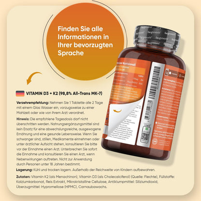 Vitamin D3 K2 2000 IU - 400 tablets with 75mcg Vit K2 All-Trans MK-7 - 1 tablet every 2 days - natural ingredients and vitamin D3 2000 IU from a vegan source (lichen). WeightWork ld