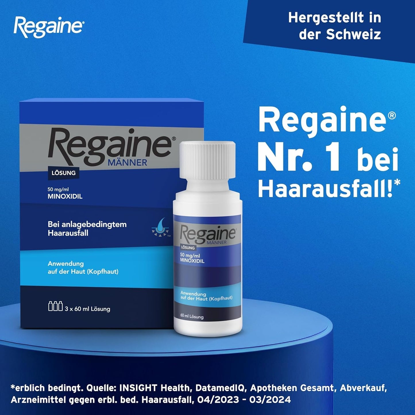 REGAINE Männer Lösung: Mit 50 mg/ml Minoxidil (5%) bei erblich bedingtem Haarausfall, 3-Monatspackung, 3 x 60 ml