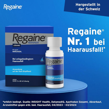 REGAINE Männer Lösung: Mit 50 mg/ml Minoxidil (5%) bei erblich bedingtem Haarausfall, 3-Monatspackung, 3 x 60 ml