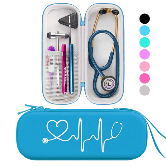 BOVKE Stethoskop Tasche für 3M Littmann Classic III, Lightweight II S.E, Kardiologie IV, MDF Acoustica Lightweight Stethoskope - Extra Tasche passend für Schwesternzubehör für die, Weiß Rosegold