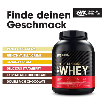 Optimum Nutrition Gold Standard 100% Whey, Proteinpulver, Geschmack Delicious Strawberry, 900g, 30 Portionen