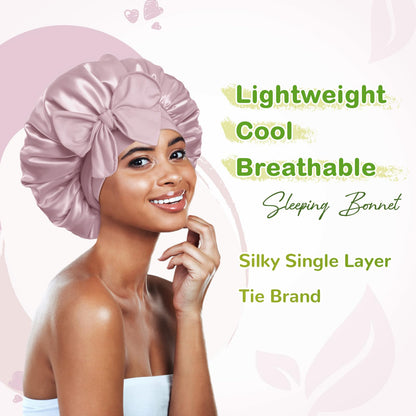 BONNET QUEEN Satin Silk Sleep Cap, Adjustable Women’s/Men’s Bonnet, Night Hair Care Protection Head Cap for Curly, Long Hair, Smooth, Breathable (M, Black)
