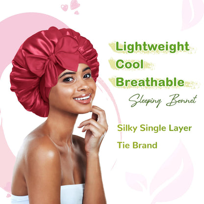BONNET QUEEN Satin Silk Sleep Cap, Adjustable Women’s/Men’s Bonnet, Night Hair Care Protection Head Cap for Curly, Long Hair, Smooth, Breathable (M, Black)