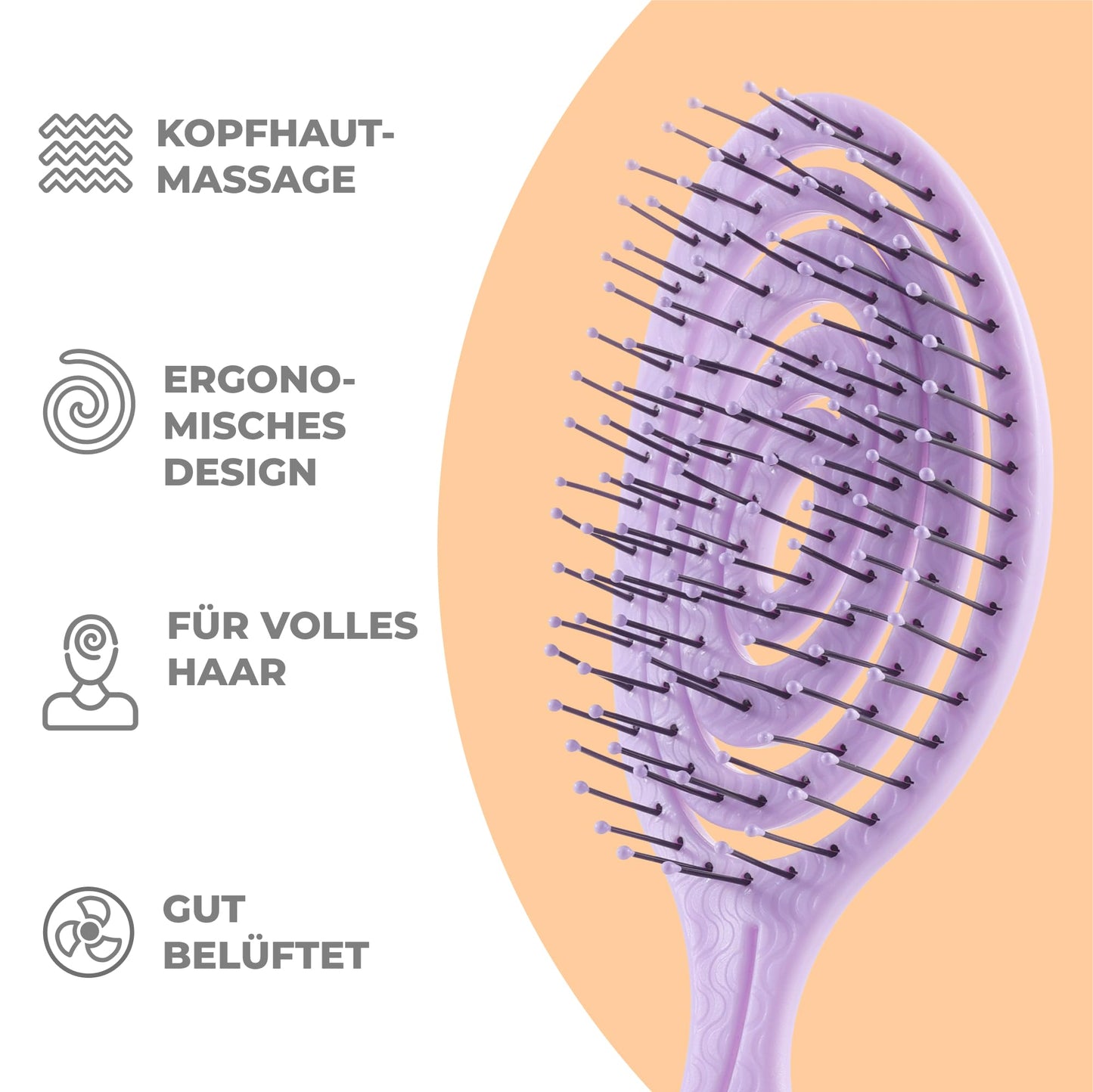 Ninabella Hair Brush without Pulling - Brush for Men and Women - Detangler Brush Also for Curls & Long Hair - Detangling Brush Hair Brushes - Black