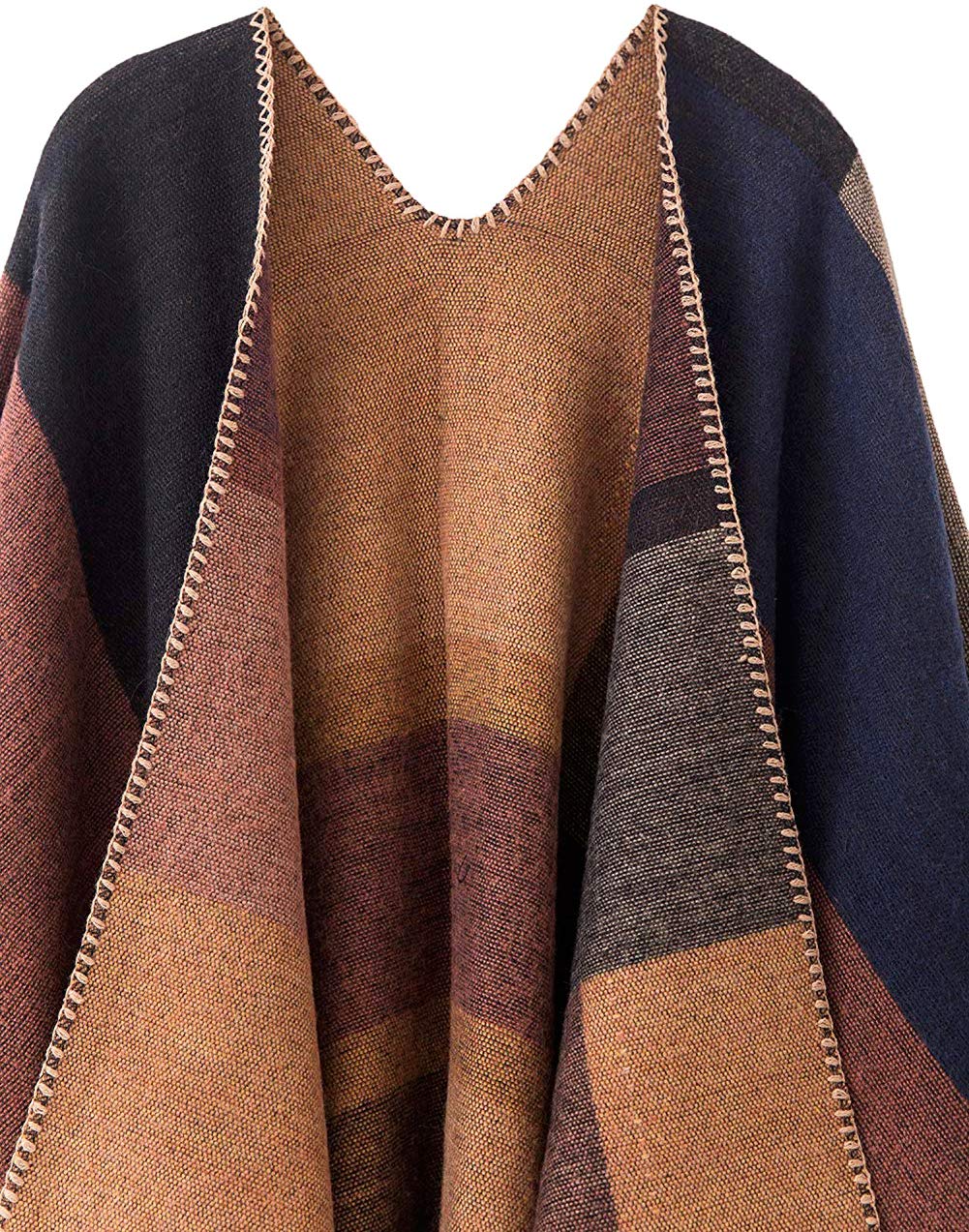 Shmily Girl Poncho Damen Strick Poncho Winter Warm Elegant Poncho Decke Poncho Cape Mantel Übergroße Poncho Schal Frauen