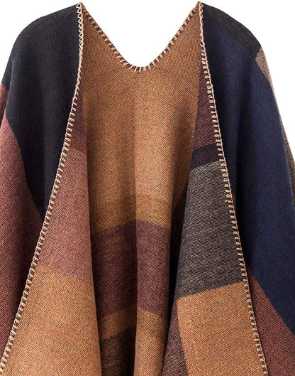 Shmily Girl Poncho Damen Strick Poncho Winter Warm Elegant Poncho Decke Poncho Cape Mantel Übergroße Poncho Schal Frauen