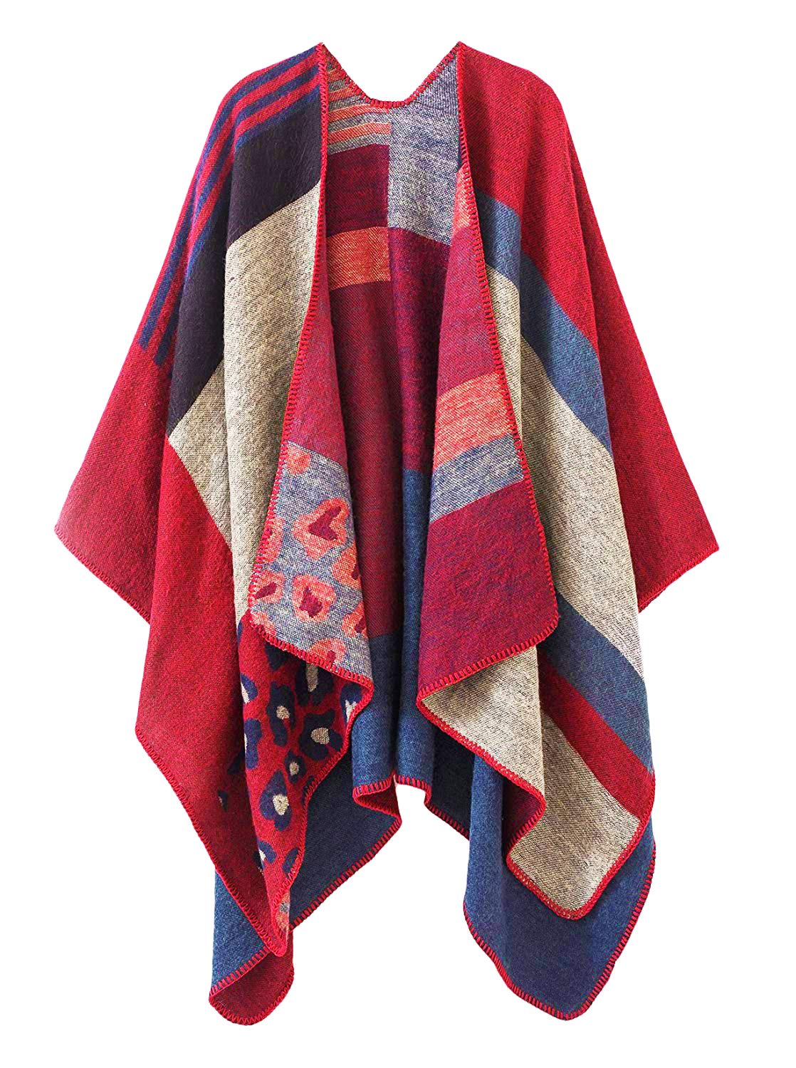 Shmily Girl Poncho Damen Strick Poncho Winter Warm Elegant Poncho Decke Poncho Cape Mantel Übergroße Poncho Schal Frauen