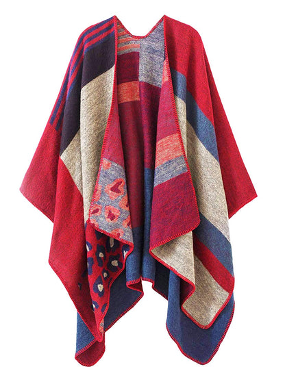 Shmily Girl Poncho Damen Strick Poncho Winter Warm Elegant Poncho Decke Poncho Cape Mantel Übergroße Poncho Schal Frauen