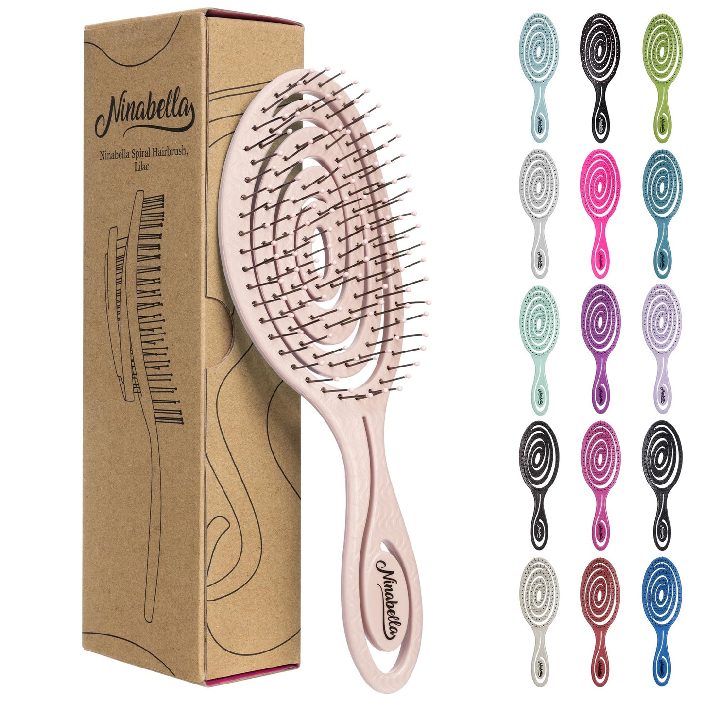 Ninabella Hair Brush without Pulling - Brush for Men and Women - Detangler Brush Also for Curls & Long Hair - Detangling Brush Hair Brushes - Black