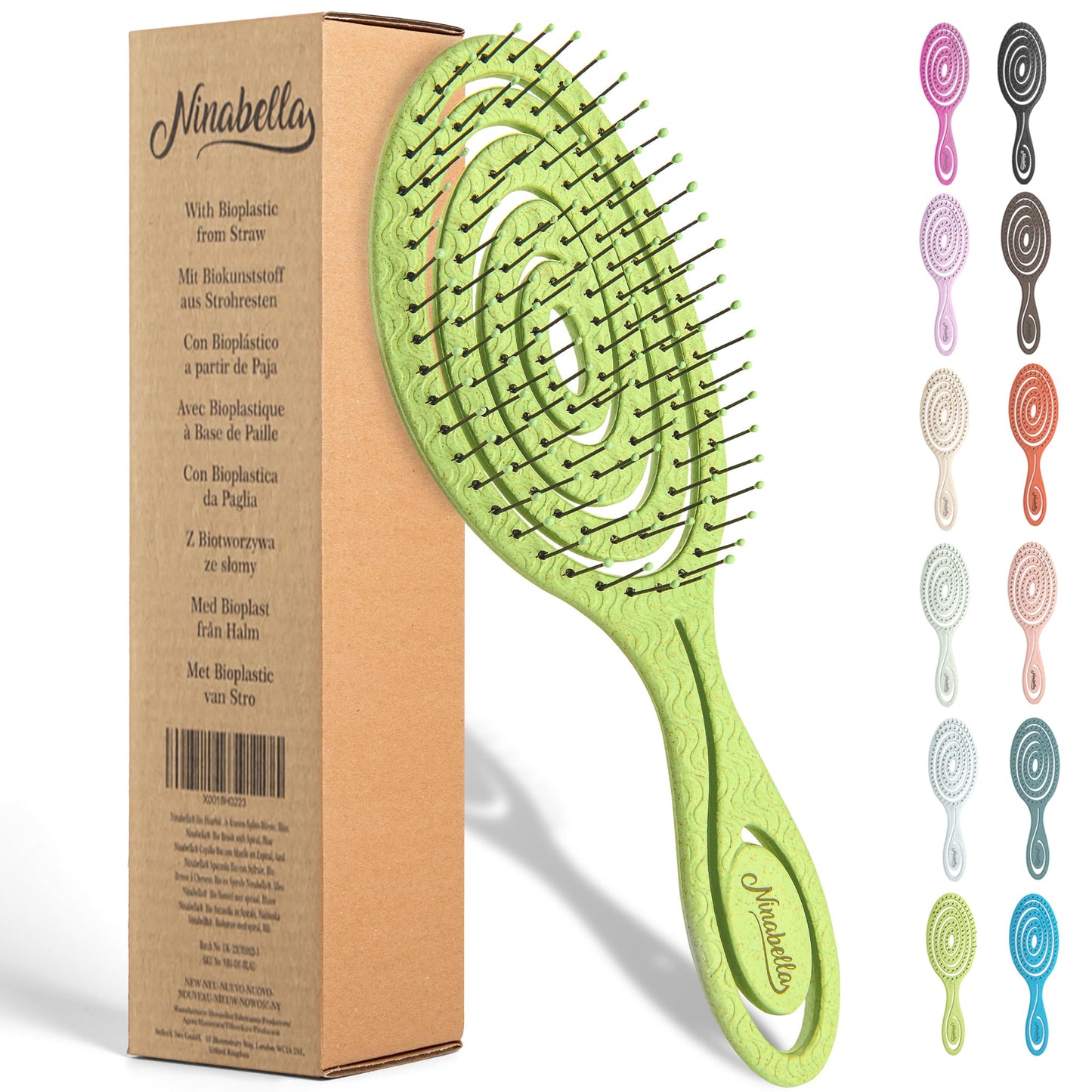 Ninabella Hair Brush without Pulling - Brush for Men and Women - Detangler Brush Also for Curls & Long Hair - Detangling Brush Hair Brushes - Black
