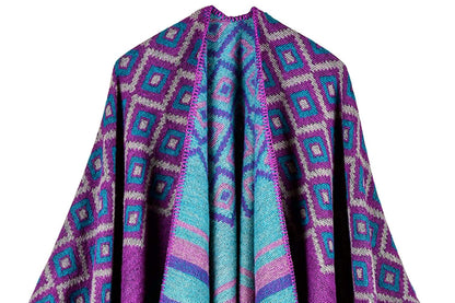 Shmily Girl Poncho Damen Strick Poncho Winter Warm Elegant Poncho Decke Poncho Cape Mantel Übergroße Poncho Schal Frauen