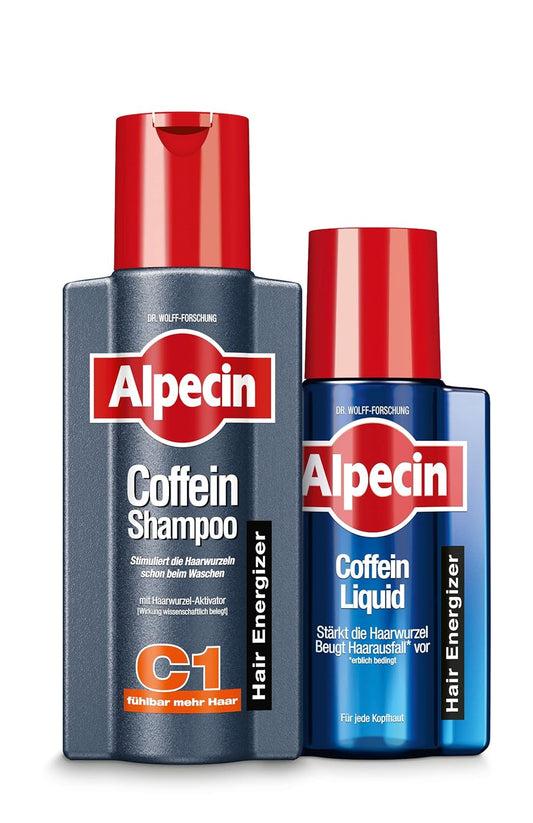Alpecin Caffeine Shampoo C1 + Alpecin Caffeine Liquid in Set - 1 x 250 ml + 1 x 200 ml - The Hair Energiser Set of Shampoo and Hair Water Against Hereditary Hair Loss in Men