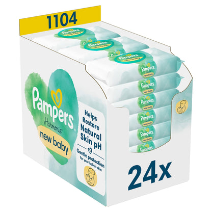Pampers Harmonie Aqua Wet Wipes 24 Packs of 48 Wet Wipes, 1152 Wet Wipes to Help Restore Skin's Natural pH Lightweight Lotion with 99 Percent Water