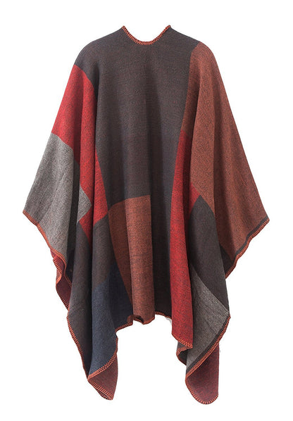 Shmily Girl Poncho Damen Strick Poncho Winter Warm Elegant Poncho Decke Poncho Cape Mantel Übergroße Poncho Schal Frauen