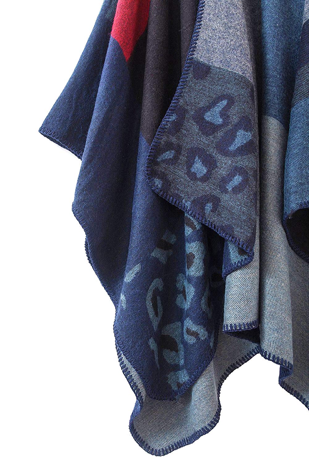 Shmily Girl Poncho Damen Strick Poncho Winter Warm Elegant Poncho Decke Poncho Cape Mantel Übergroße Poncho Schal Frauen