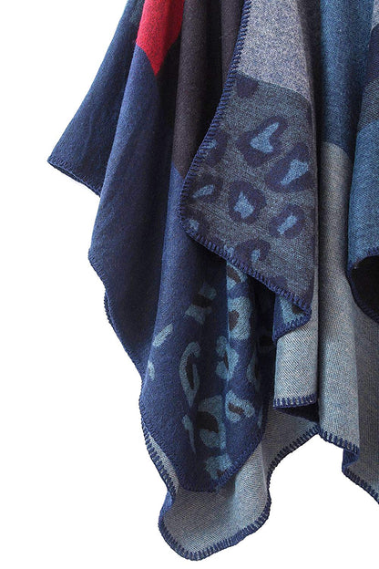 Shmily Girl Poncho Damen Strick Poncho Winter Warm Elegant Poncho Decke Poncho Cape Mantel Übergroße Poncho Schal Frauen