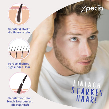 Xpecia DHT Blocker mit Biotin und Sägepalmextrakt - Gegen Haarausfall Männer - Ginko Wurzel, Haar Vitamine, Sägepalme - Haarwachstum beschleunigen - Nachbehandlung Haartransplantationen