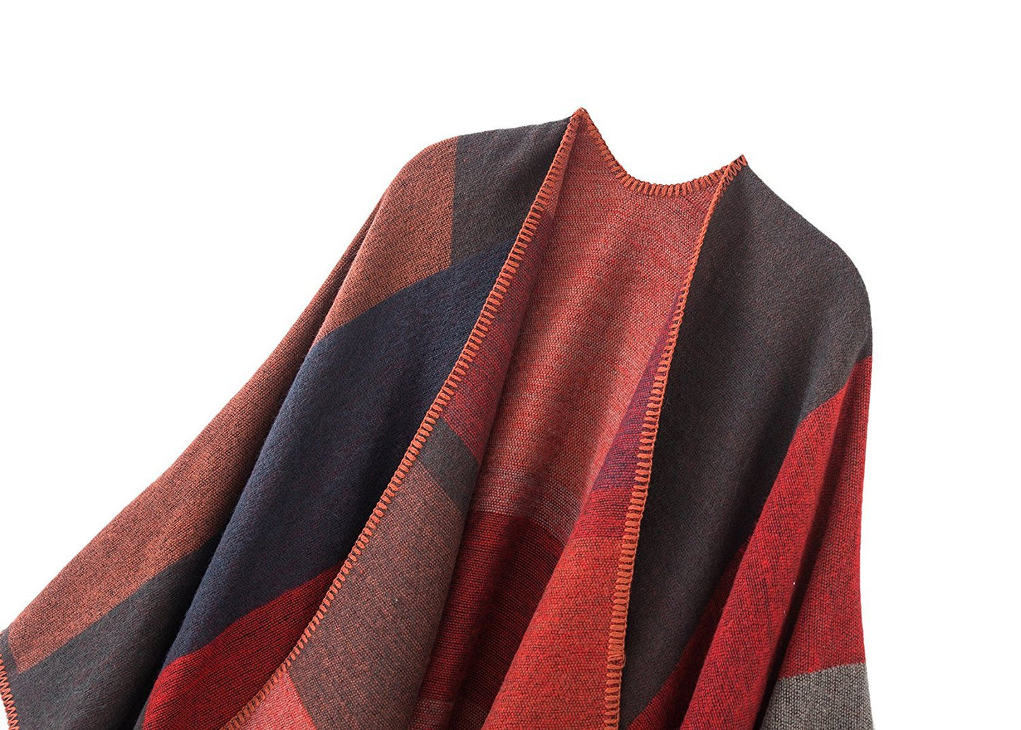 Shmily Girl Poncho Damen Strick Poncho Winter Warm Elegant Poncho Decke Poncho Cape Mantel Übergroße Poncho Schal Frauen