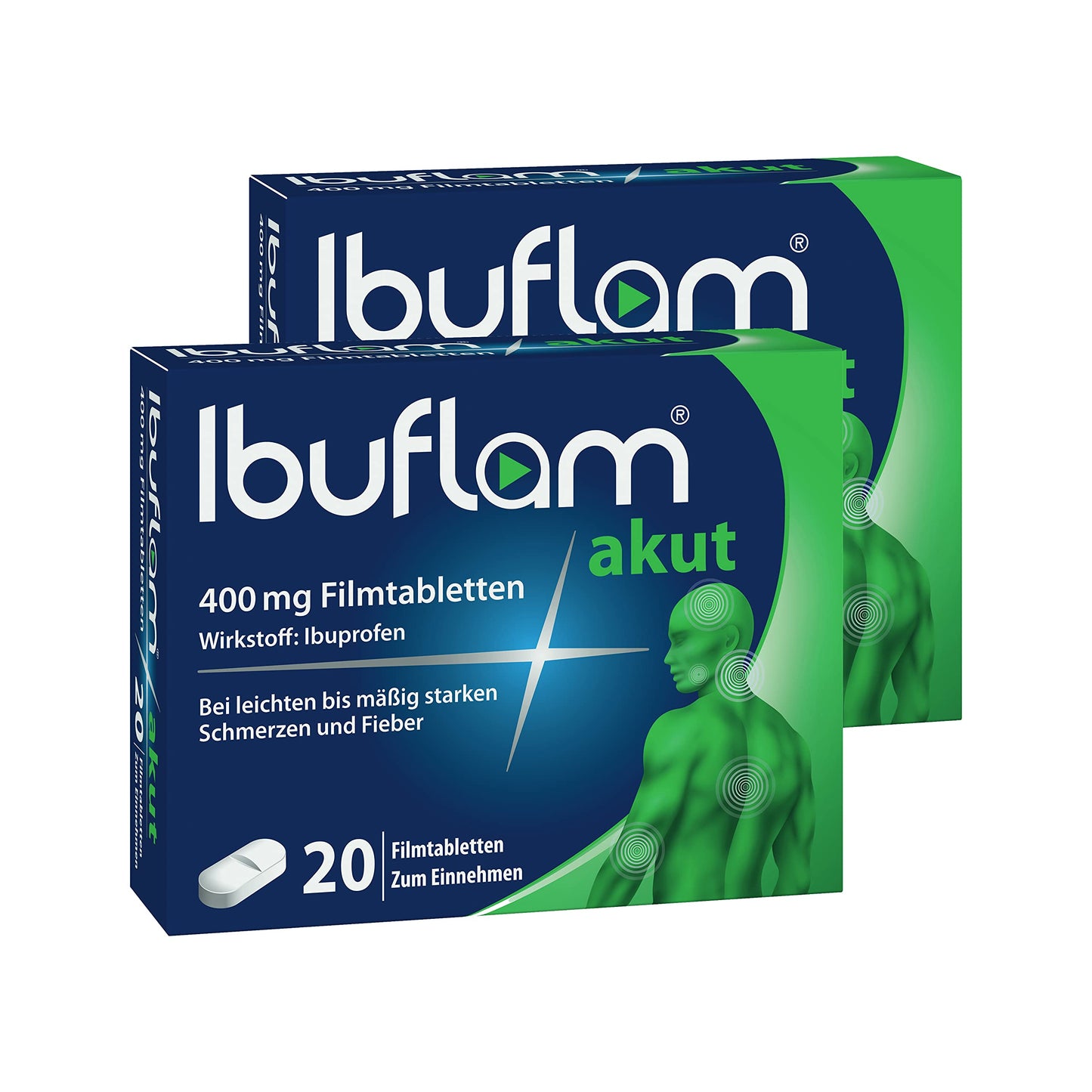 Ibuflam® Akut 400 mg IBUPROFEN Film-Coated Tablets, Double Pack 2 x 50 Pieces, Ibu 400 Pain Tablets for Pain, Toothache, Fever and Cold, Quick Pain Relief with Ibuprofen