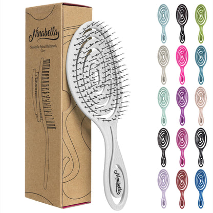 Ninabella Hair Brush without Pulling - Brush for Men and Women - Detangler Brush Also for Curls & Long Hair - Detangling Brush Hair Brushes - Black