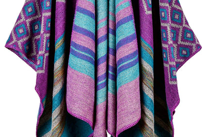 Shmily Girl Poncho Damen Strick Poncho Winter Warm Elegant Poncho Decke Poncho Cape Mantel Übergroße Poncho Schal Frauen