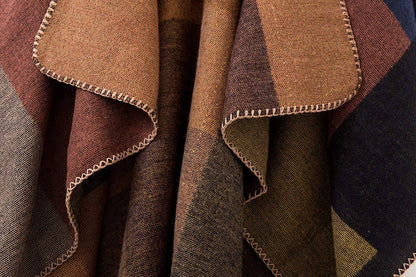 Shmily Girl Poncho Damen Strick Poncho Winter Warm Elegant Poncho Decke Poncho Cape Mantel Übergroße Poncho Schal Frauen