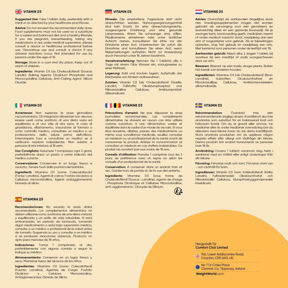 Vitamin D3 4000 IE - 400 Tabletten (1 Tablette alle 4 Tage) - Sonnenvitamin - Frei von Magnesiumstearat, Ohne Gentechnik, Vegatarisch - Cholecalciferol Vitamin D von WeightWorld