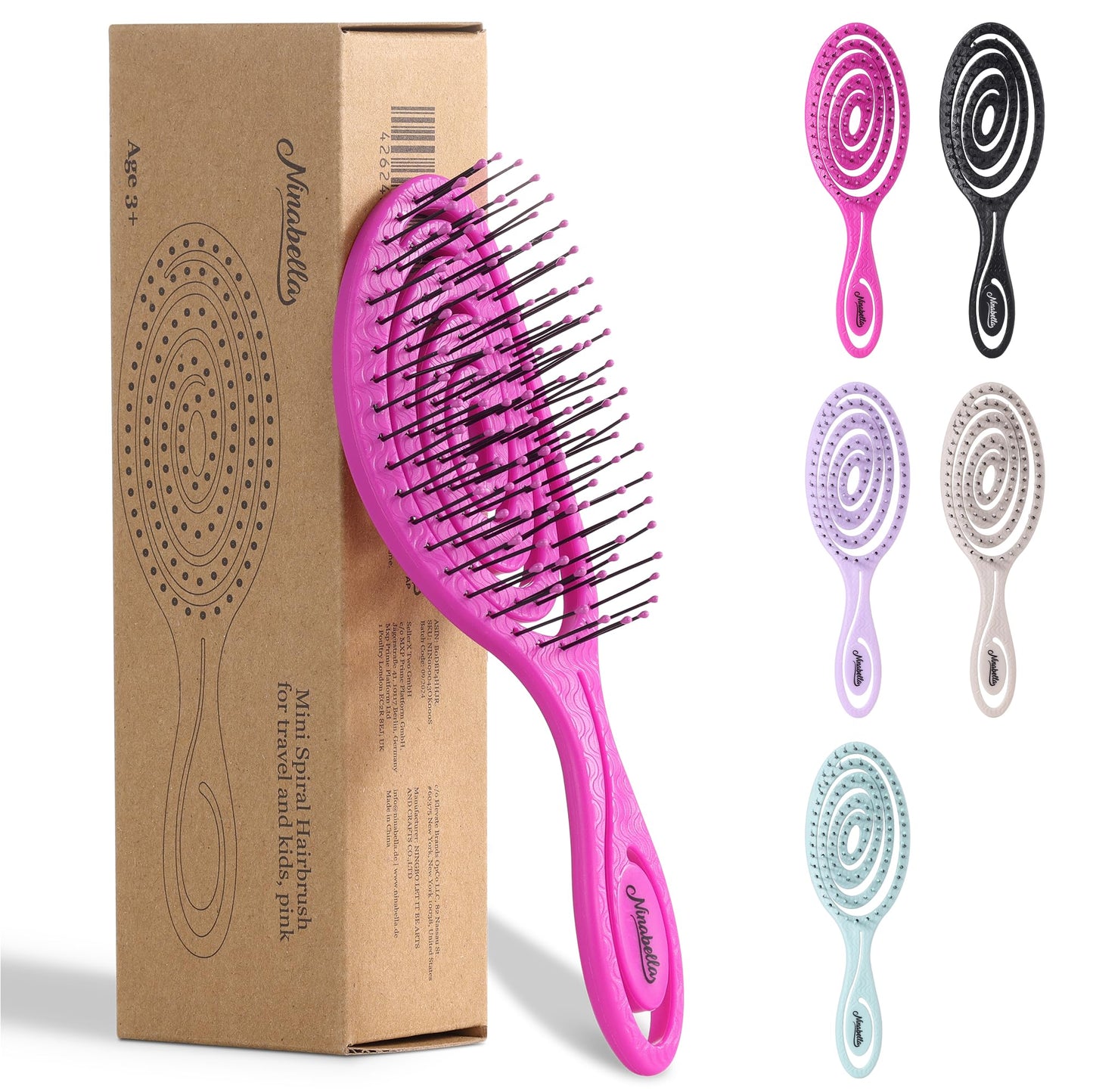 Ninabella Hair Brush without Pulling - Brush for Men and Women - Detangler Brush Also for Curls & Long Hair - Detangling Brush Hair Brushes - Black