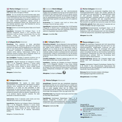 WeightWorld Collagen Complex Capsules with Hyaluronic Acid, Vitamin C, CoQ10 and Zinc, 1200 mg, Hydrolised Marine Collagen, 120 Capsules, for Skin, Hair, Bones, Joints, Laboratory Tested